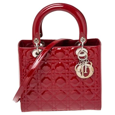 lady dior red gold hardware|Christian Dior Medium Lady Dior Tote Red Patent Gold Hardware.